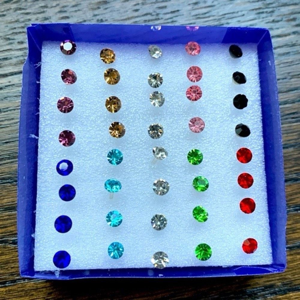 20 Pairs of Rainbow Earrings – Set of 40 Mini Studs in Gift Box for Ear or Nose